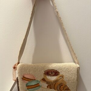 Made in India Croissant Macaroon Coffee Beaded Bag